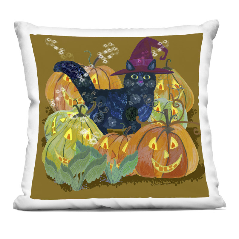 Coussin Festive, Brun/bleu, Carré 18 po
