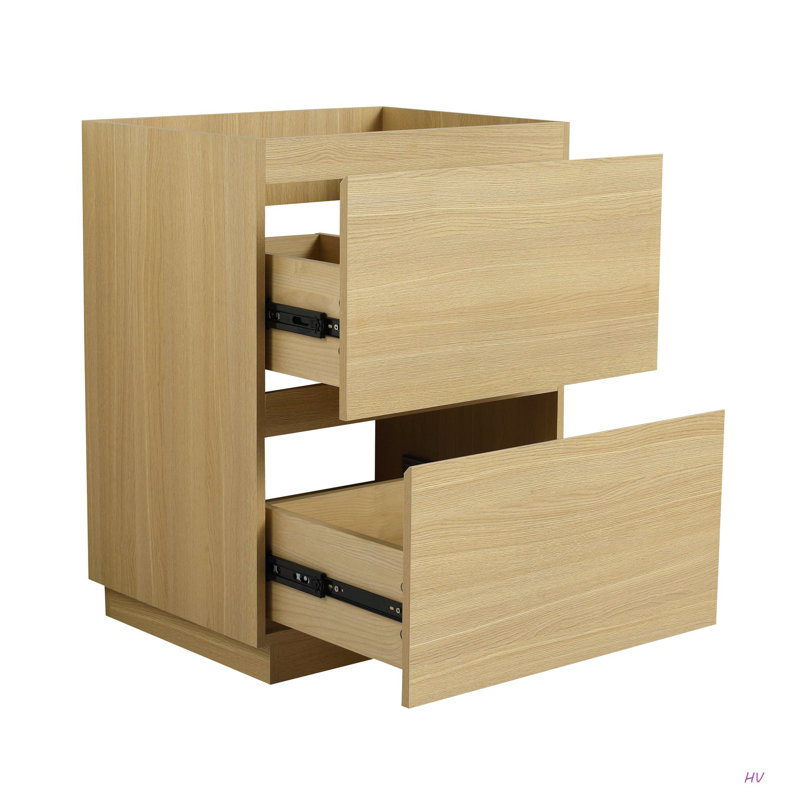 Meuble-lavabo sur pied 24 po avec tiroir double, armoire de salle de bain autoportante, bois d'ingénierie (meuble-lavabo sans comptoir)