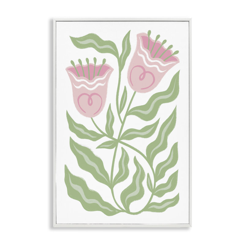 Giclée encadrée de tulipes roses jumelles, design par Martina Pavlova, H 18 po x l 12 po, Giclée encadrée blanc bord de mer