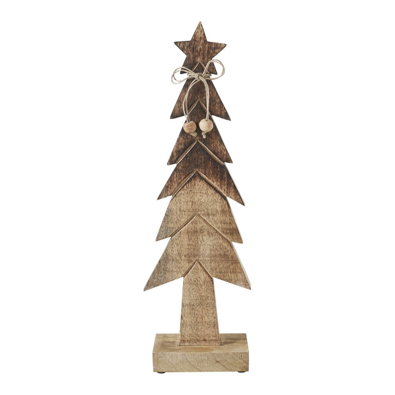 Figurine d'arbre de Noël en bois brun, H 16 po x l 5 po x P 2,25 po
