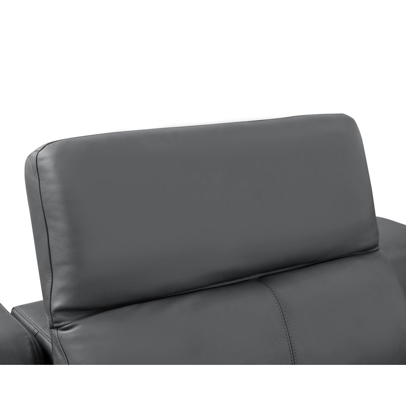 Canapé modulaire en cuir véritable gris foncé 5 pièces avec 3 fauteuils inclinables électriques et appuis-tête réglables faisant face à gauche