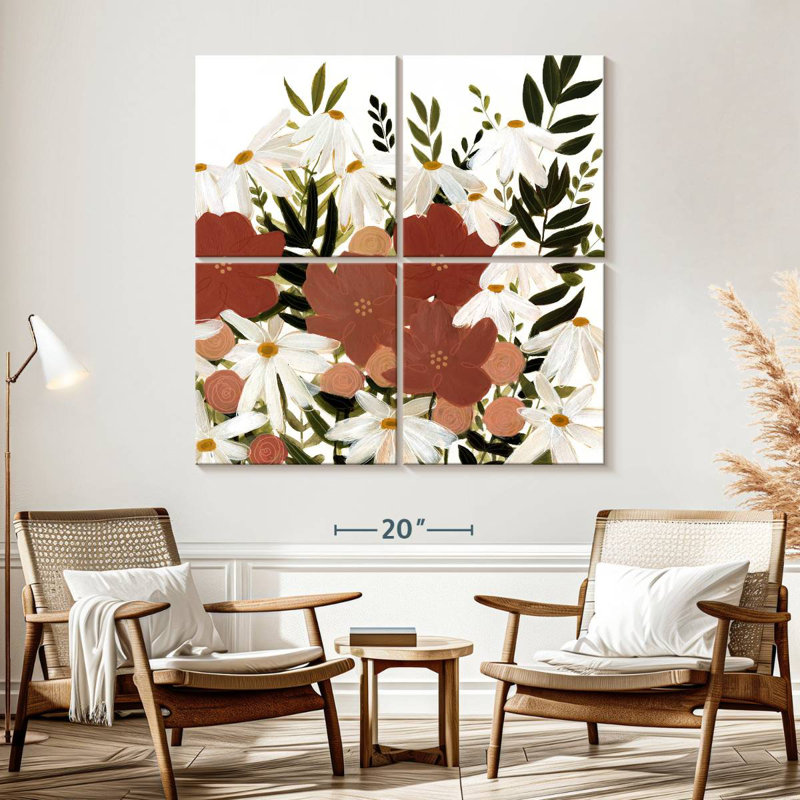 Terre cuite fleurs sauvages I, H 57 po x l 57 po