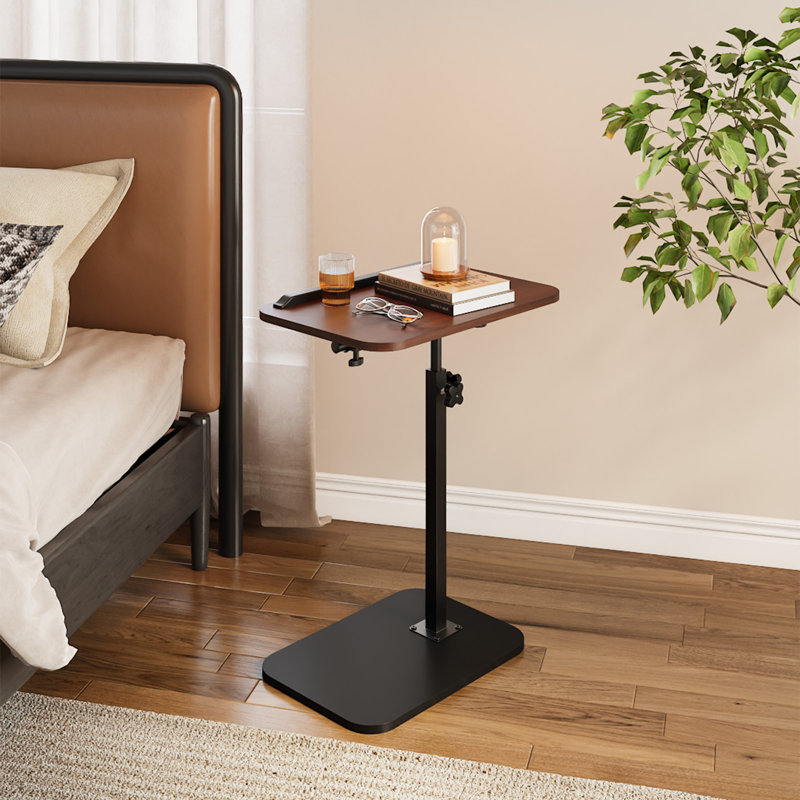 Tray Top Pedestal End Table, Brown/Black