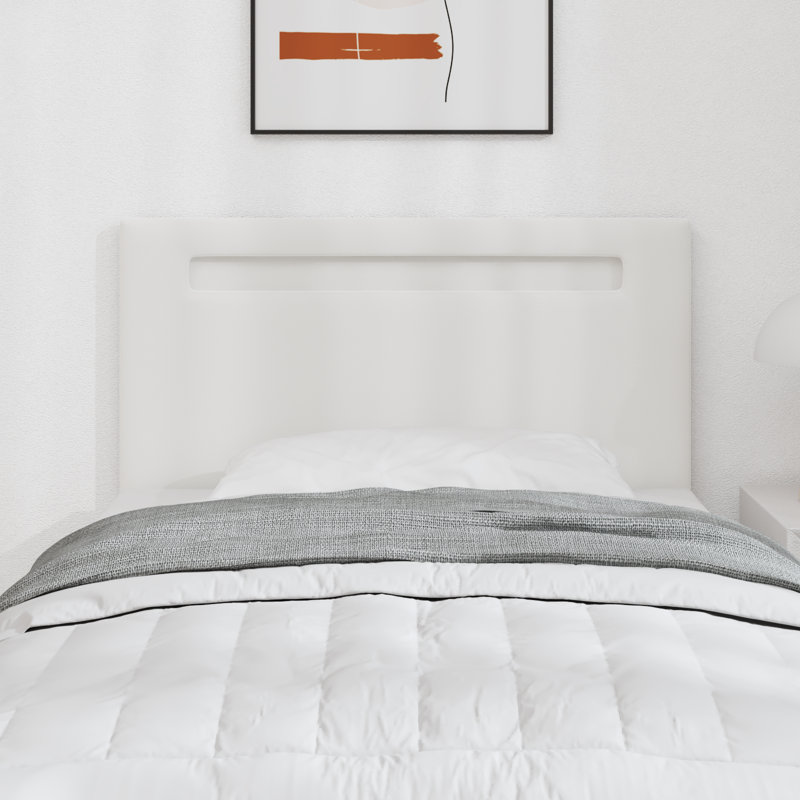 Headboard Plain Design Faux Leather, White, 100 x 200cm, 98cm H x 100cm W x 5cm D