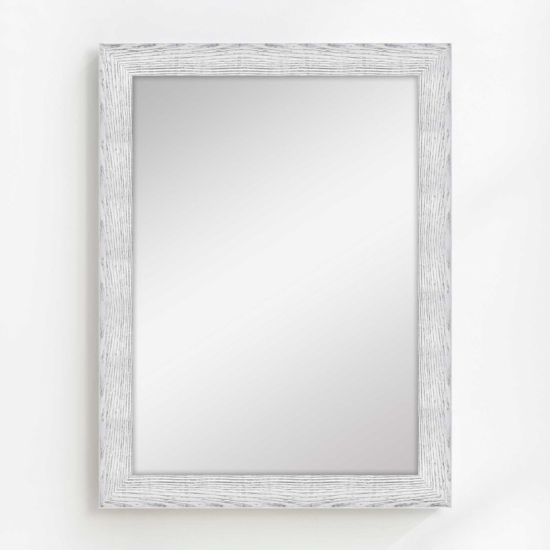 Arber Solid Wood Flat Mirror, Rubbed White, 79" x 31"