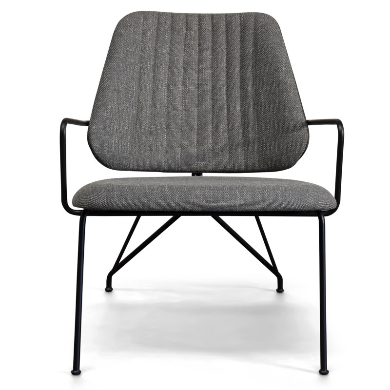 Tara Lounge Chair, Gray Polyester Blend, Black
