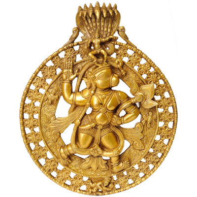 Lord Hanuman portant une fleur de lotus et un krishna sur le dessus (suspendu au mur)