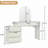 Luxury 2-in-1 Vanity Table with Leather Finish, 3-Color LED Lighted Mirror, Modern Makeup Vanity Desk with Nightstand Design, Dressing Table with 5 Storage Drawers, Beige