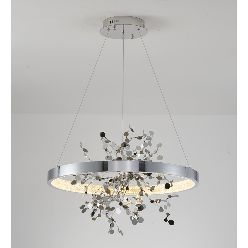 Modern LED Round Confetti Chandelier, Chrome, No