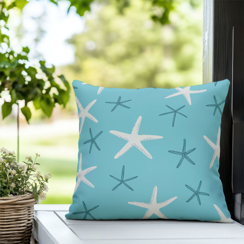 Coussin décoratif extérieur Starfish, Carré 18 po, Bleu