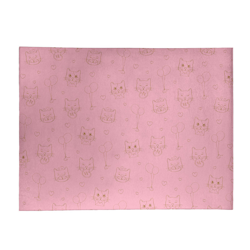 Tapis zone rose fait main, Rectangle 5 pi x 7 pi