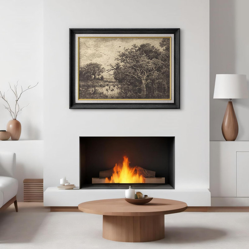Oie - peinture sur toile encadrée, Noir