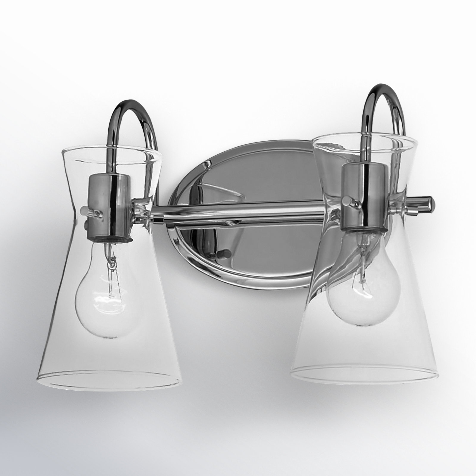 2 Light Transparent Dimmable Vanity Light, Polished Chrome