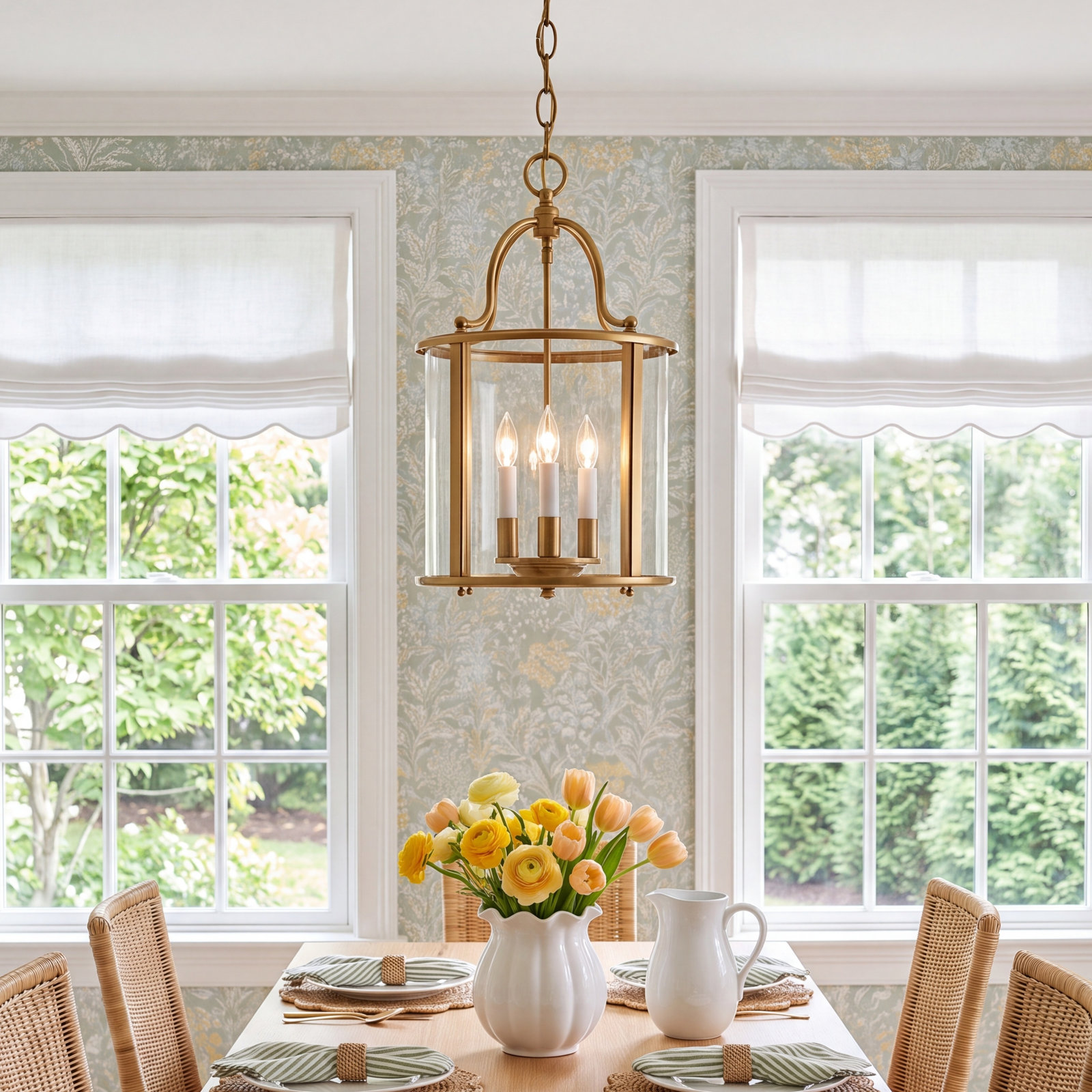 Tide 4 - Light Dimmable Lantern Chandelier, Polished Nickel