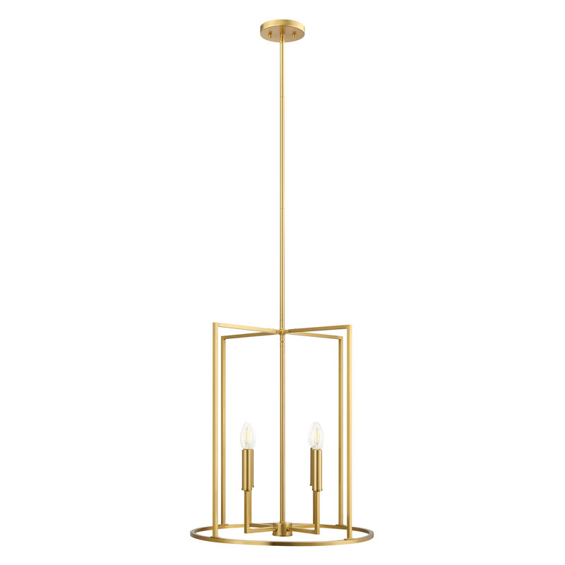 Luminaire suspendu 4 lumières Keldric, Laiton