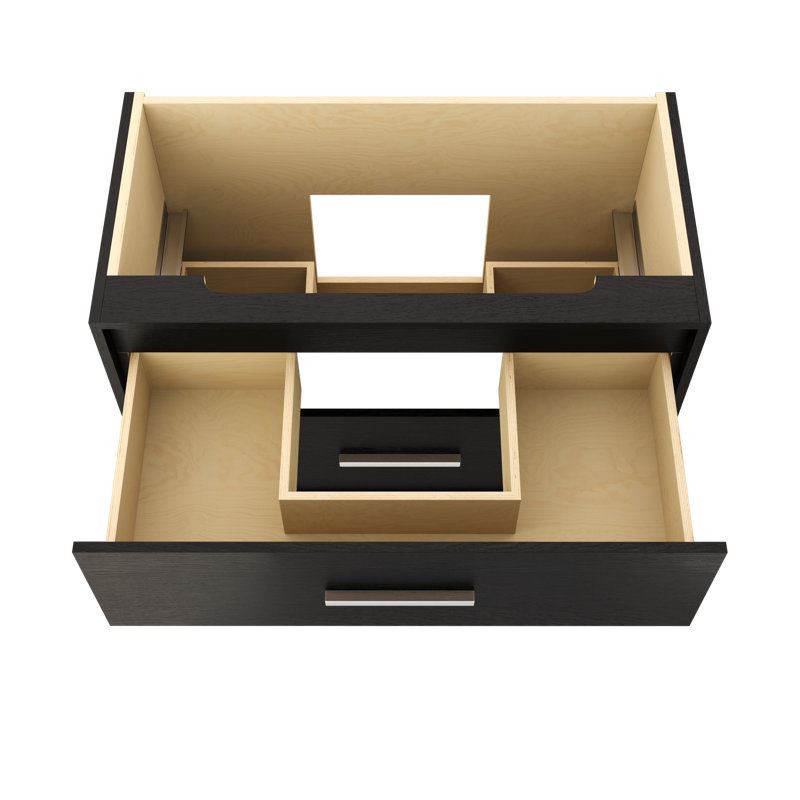 Rift White Oak Two-Drawer Single Bath Vanity, Classic Black, Polished Chrome, 42"