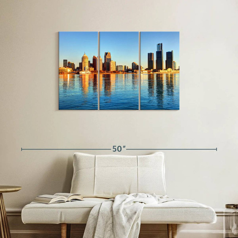 Nicci Detroit Waterfront Skyline, H 24 po x l 38 po