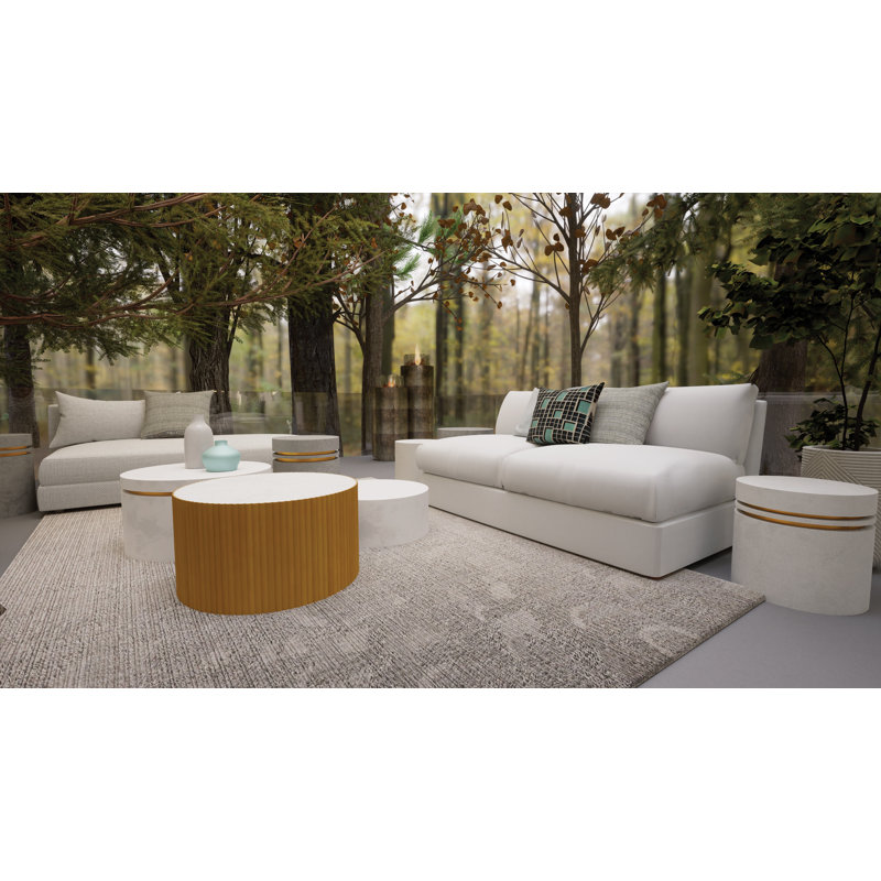Perpetual 26'' Stone Outdoor Coffee Table, Slate Gray/Gold