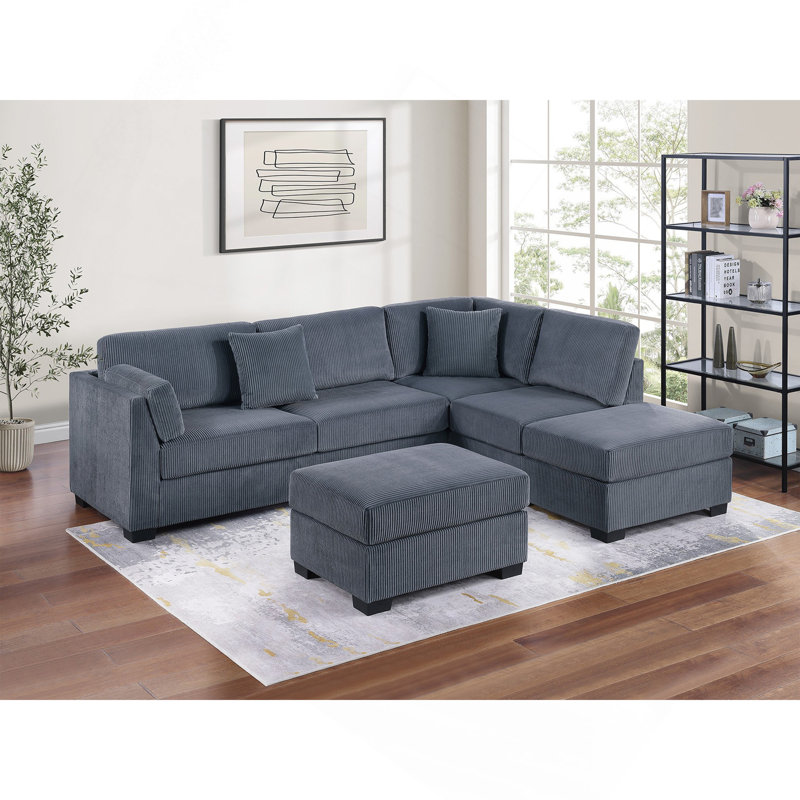 Ensemble de canapé modulaire Contemporary, Gris foncé