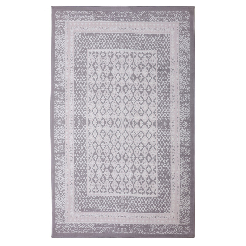 Tapis oriental gris clair / gris foncé / ivoire, Rectangle 3 pi 6 po x 5 pi 6 po