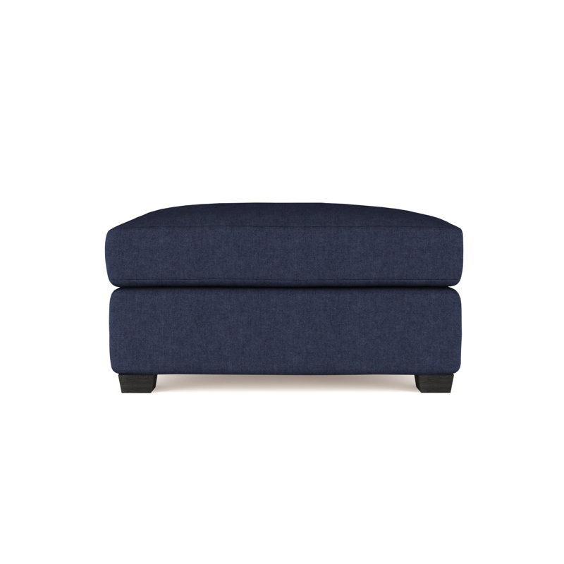 Thompson Ottoman, Plush Velvet Blue Print, Weathered