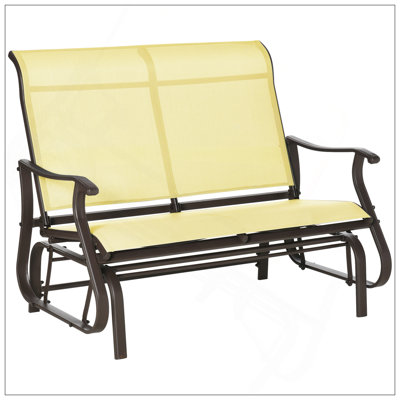 2-Person Outdoor Glider Bench,Patio Glider Loveseat Chair With Powder Coated Steel Frame,2 Seats Porch Rocking Glider For Backyard, Lawn, Garden And P by Ebern Designs