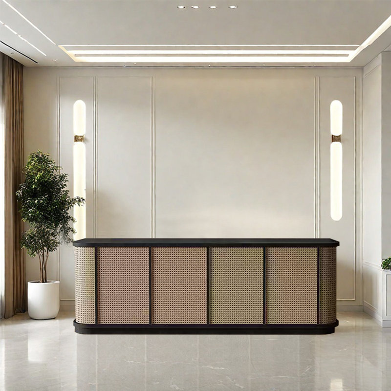 Rectangular Modern Front Desk, Hostess Stand, Black