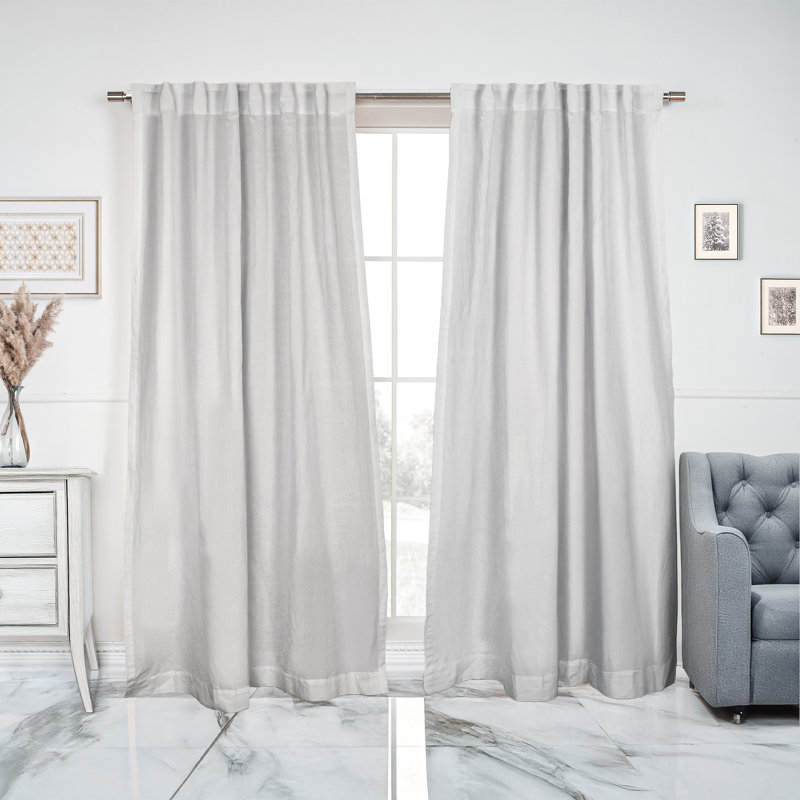 Panneau de rideau simple semi-transparent en mélange de coton Colyer, L 52 po x L 84 po, Gris clair