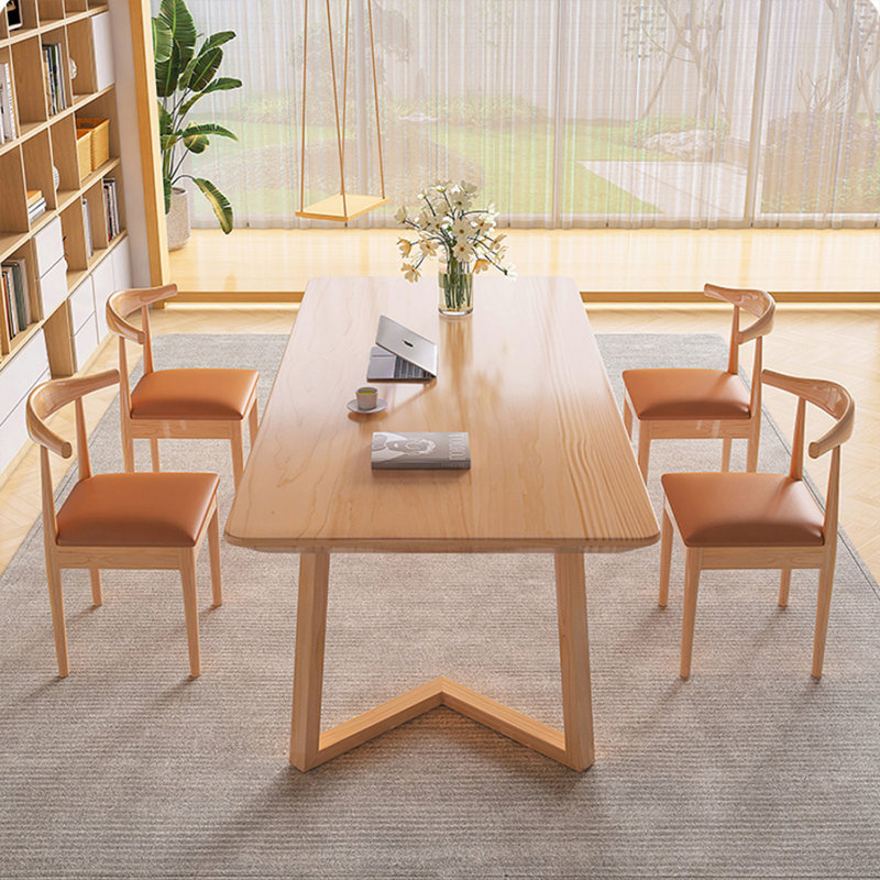 Bureau rectangulaire brun en bois massif, H 29,5 po x l 55,1 po x P 27,6 po