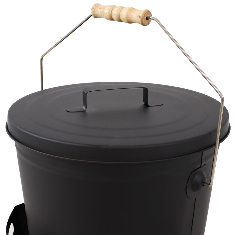 Seau en frêne noir thermolaqué 3 pièces avec cuillère et brosse Ash
