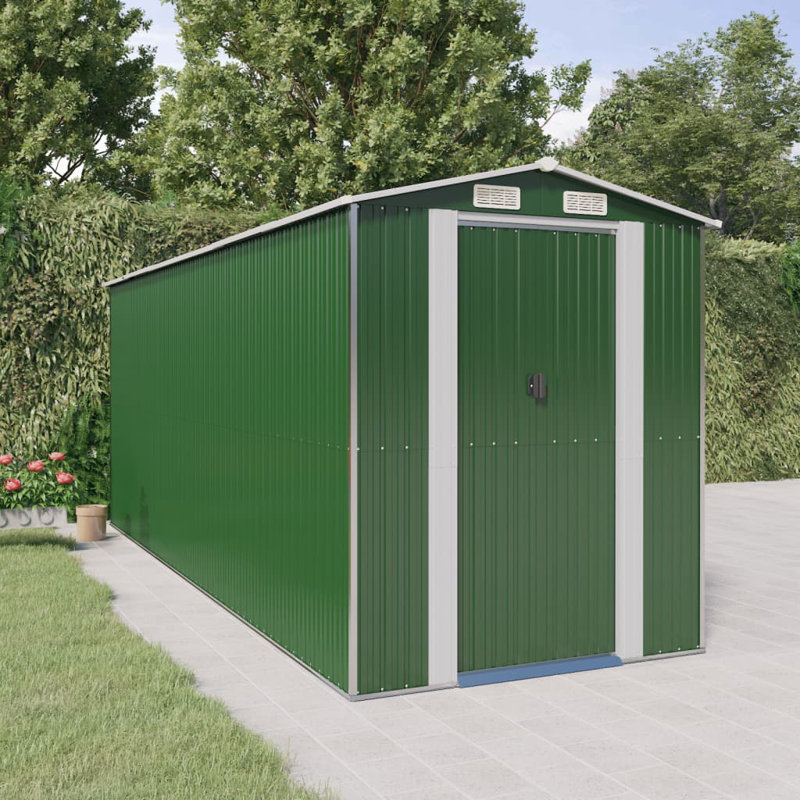  Steel Traditional Storage Shed, Green, 75.6" W x 140.6" D