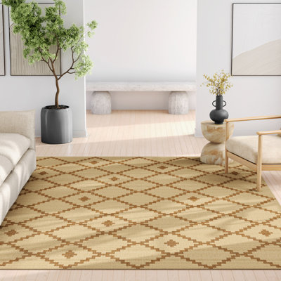 Tapis beige à tissage plat en faux jute Akita