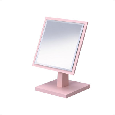 Miroir de maquillage en polyrésine et bois de 9,5 po de hauteur sur piédestal