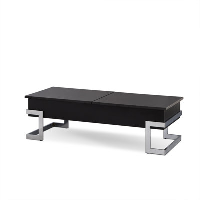 Calmam Black High Gloss & Chrome Finish Coffee Table W/ Lift Top