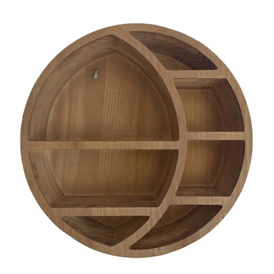 Cei 7 Piece Circle Pine Solid Wood Floating Shelf