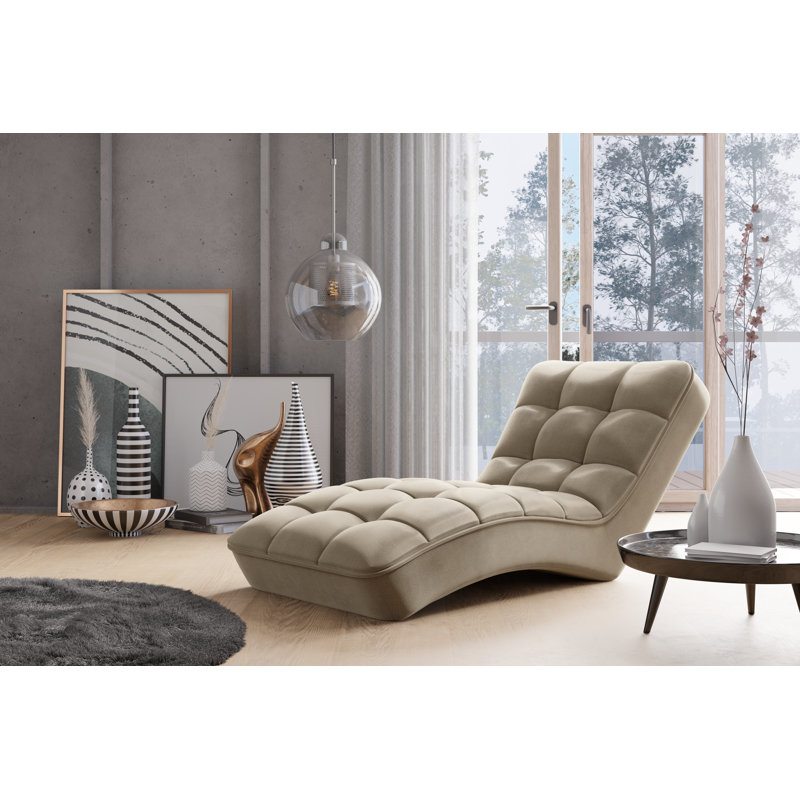 Elle-May Upholstered Chaise Lounge, Beige