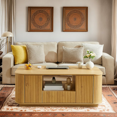 Table basse ovale moderne avec rangement