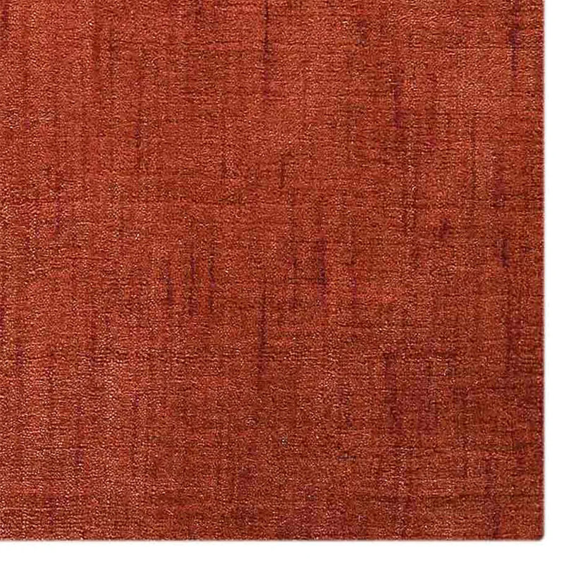 Sanfiel Hand Knotted Loom Wool Eco-Friendly Area Rugs - Square, Light Red Color, Plain Solid Design, High Pile Thick Handmade Anti Skid Area Rugs for Living Room, Bed Room