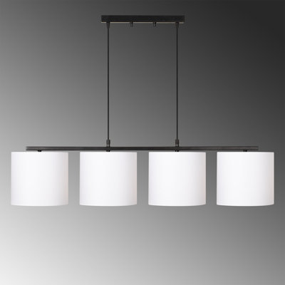 Modern Scandinavian Chandelier, White Metal Body, Adjustable Height, 47.2 x 9.8 x 47.2 inches | 4 x E27 Max 40W, Includes Setup Instructions | Elegant Design for Home & Office Lighting