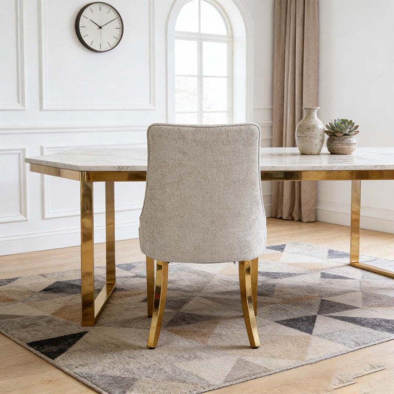 Chaises de salle à manger en chenille, Beige