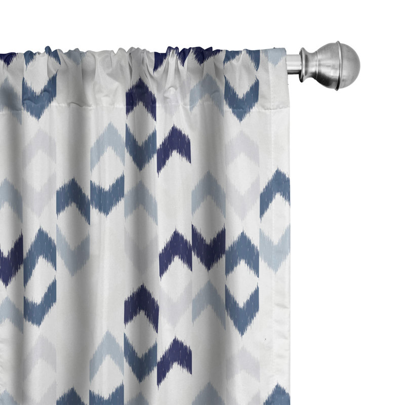 Zigzag Ikat Semi-Sheer Rod Pocket Curtain Panels, 28" x 63"