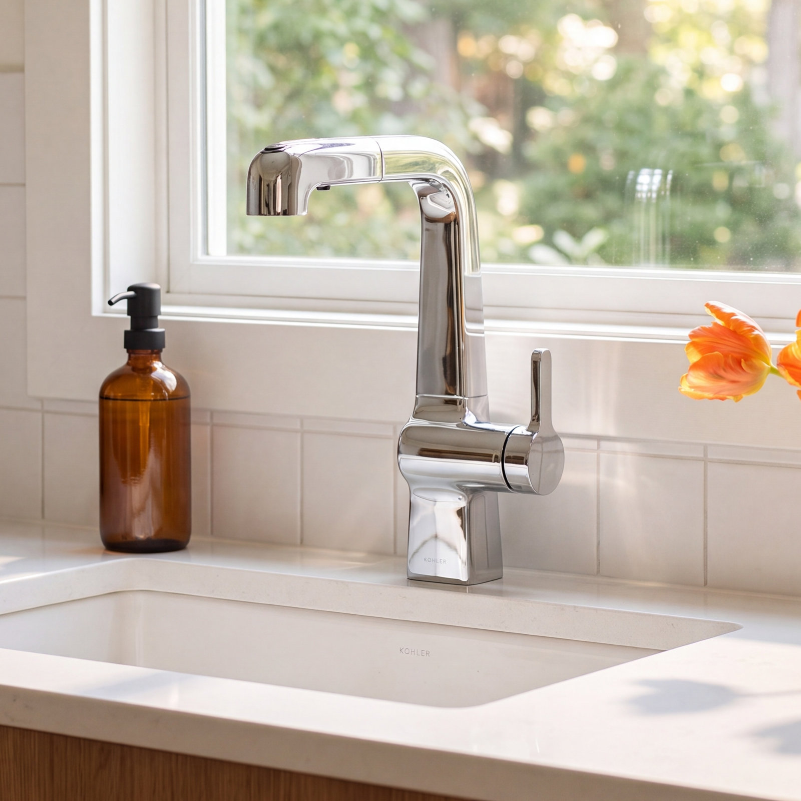 Evoke Pull-Out Kitchen Faucet, Polished Chrome