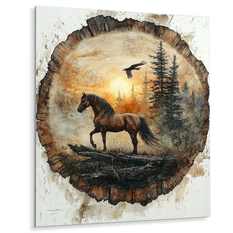 Native Horse Warrior Chief II - impression de cheval sur métal, H 20 po x l 12 po