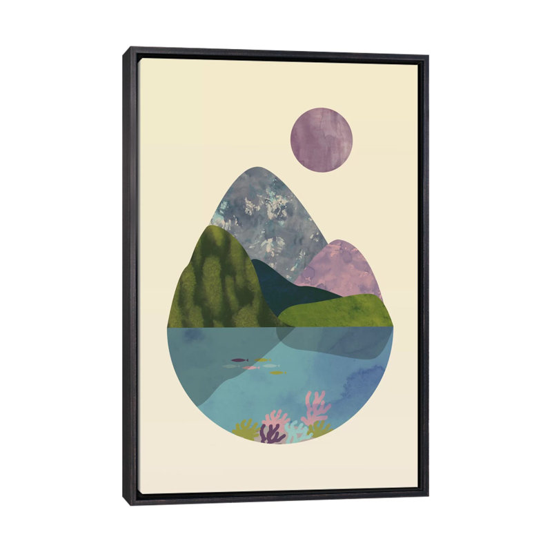 " Summer " by Flatowl, Distressed Black Framed Canvas, 26" H x 18" W x 1.5" D