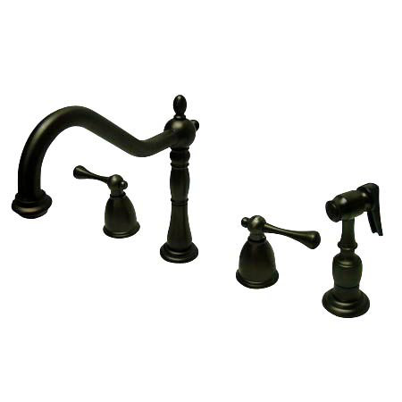 Elizabeth Deck Mount Double Handle Widespread Kitchen Faucet with Buckingham Lever Handles