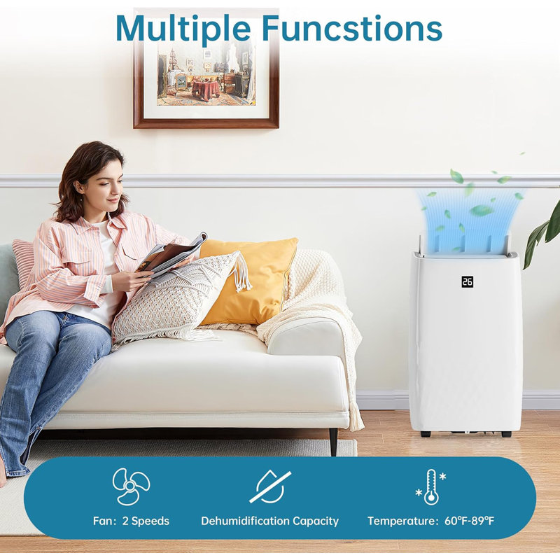 White 12000 BTU Portable Air Conditioner with Remote Control