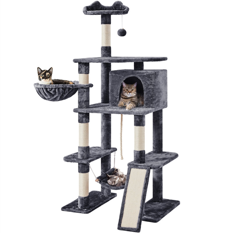 70" Tomaso Multi Level Cat Tree, Dark Grey