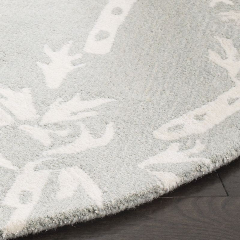 Tapis floral en laine / viscose touffeté à la main Hodgson, Rond 5 pi