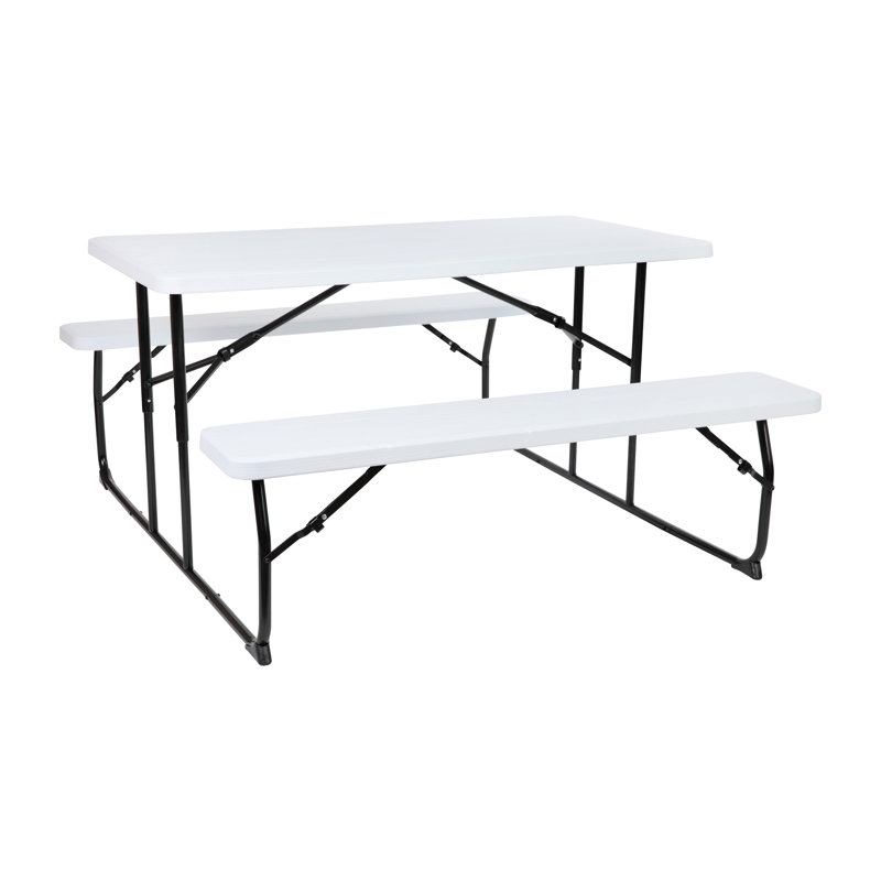 Table de pique-nique et bancs Insta-Fold, Blanc