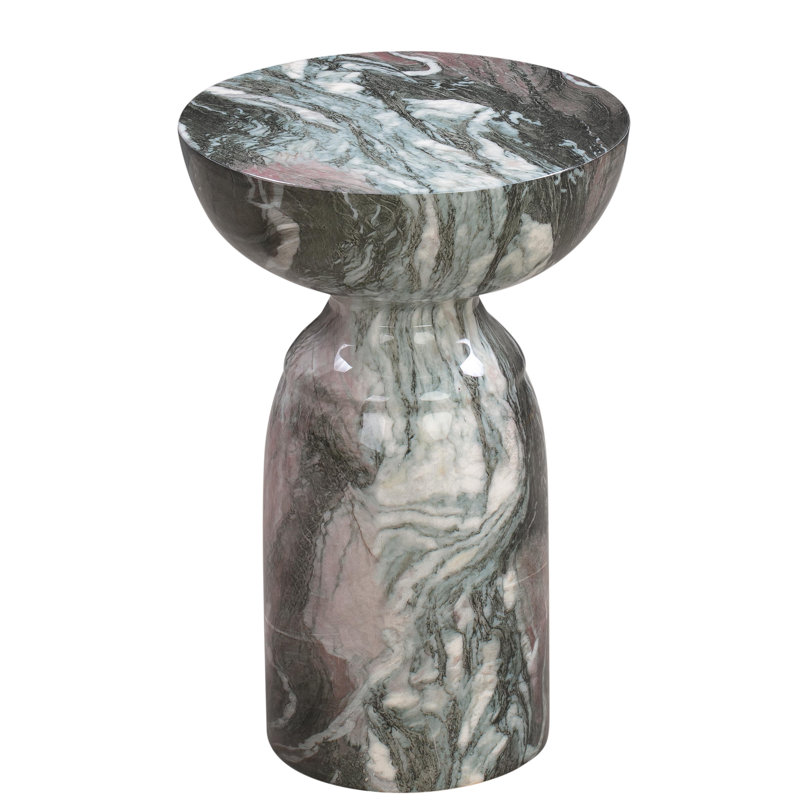 Macey Concrete Pedestal End Table, Gris / marbre rosé